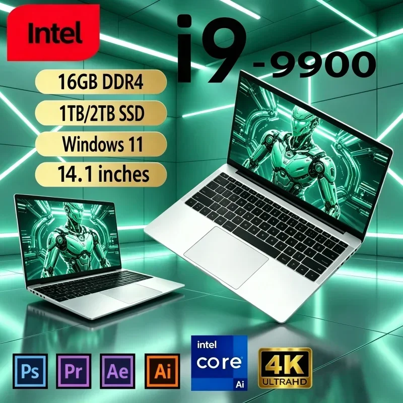 2026 Portable 14.1" Business Notebook I9‑9900 FHD IPS 120Hz Backlit KB 16/32GB 2TB SSD Win11 New Hot LaptopAM 2TB SSD