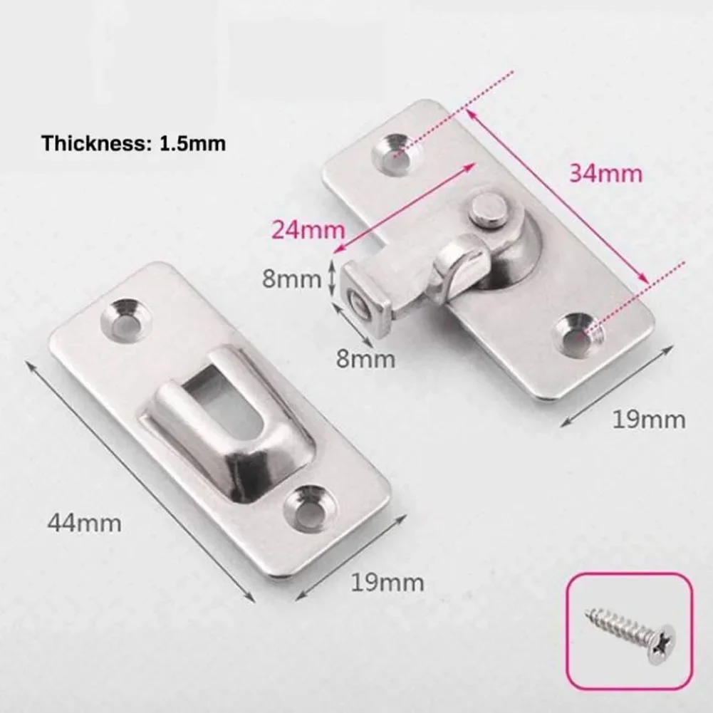 Door Lock Buckles 90 Degree Buckle Right Angle Hook Lock Bolts Stainless Steel For Sliding Door Casement Sheds Hardware