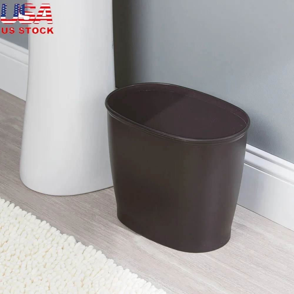 

Овальный мусорный бак, корзина для мусора, ванная комната, спальня, офис, прочный пластик, бронзовый цвет, стильный дизайн, компактный размер