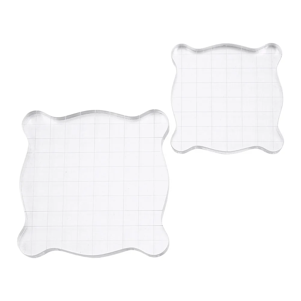 

2Pcs Acrylic Stamp Accessories Hard Durable Clear Handle Block Plate Stamping Tool DIY Supply Craft Project Use