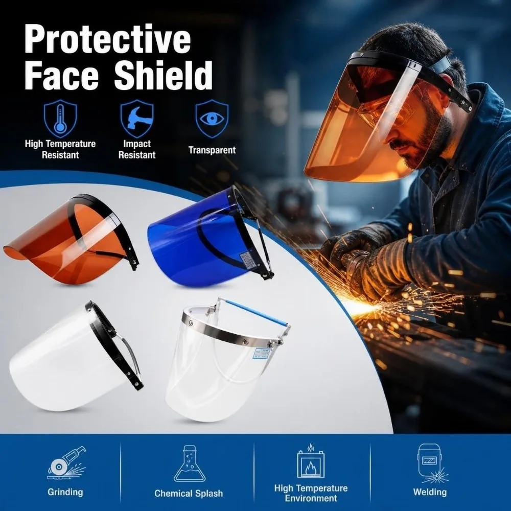 High Temperature Resistant Protective Face Shield Impact Resistant Heat Insulation Full Face Visor Fireproof Transparent
