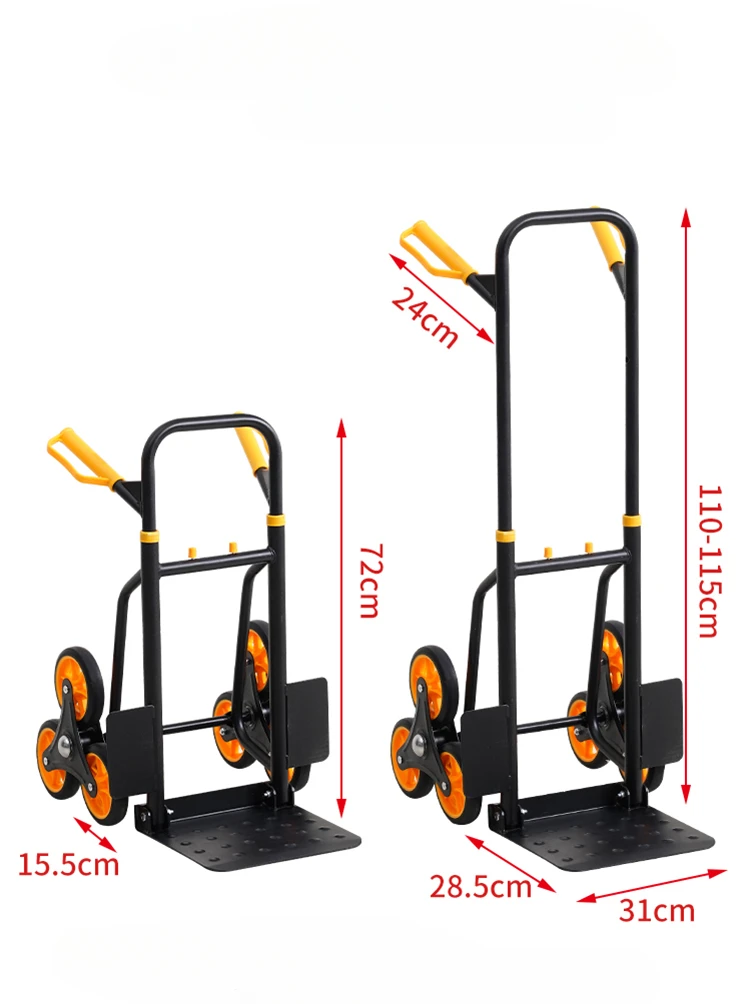 Imagem -05 - Carrinho de Mão Dobrável para Subir Escadas Carrinho de Mão de Borracha e Leve