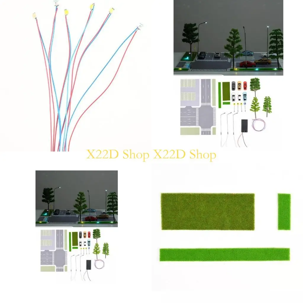 X22D HO Scale Parking Lot Scenery Kits Dioramas LED Lighting Car Parking Lot Model DIY City Road Scene Model Kits for Teaching