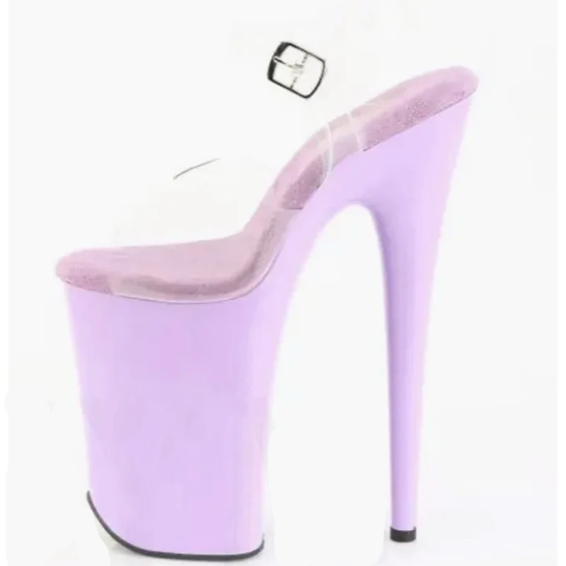 Lavender Clear Strap Platform Stiletto Sandals Super High Heel Pole Dance Stripper Shoes Ankle Buckle Open Toe Party Nightclub