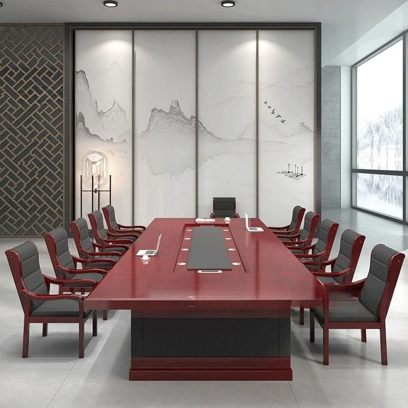 Gran mesa de formación comercial de chapa pintada, sala de conferencias, mesa de conferencias grande, recepción
