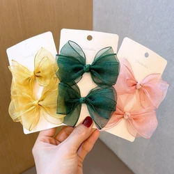 2Pcs Fashion Temperament Bow Mesh Hair Clip For Women Girls Ponytail Hair Clips Hair Accessories Sweet Barrettes Headdress