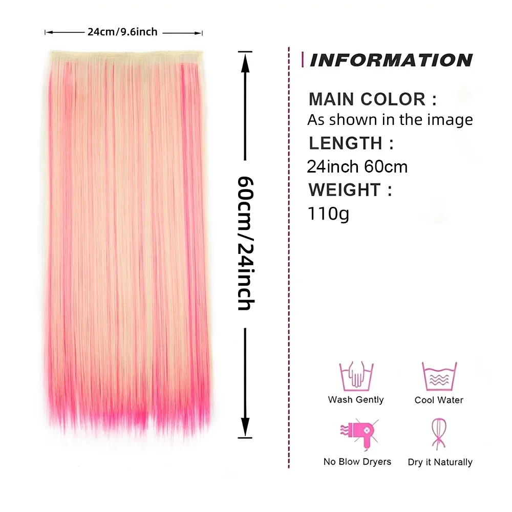 Synthetic 24Inch Long Straihgt Hair Extension Heat-Resistant Fiber Hair Cosplay Hairpieces for Women halloween wig
