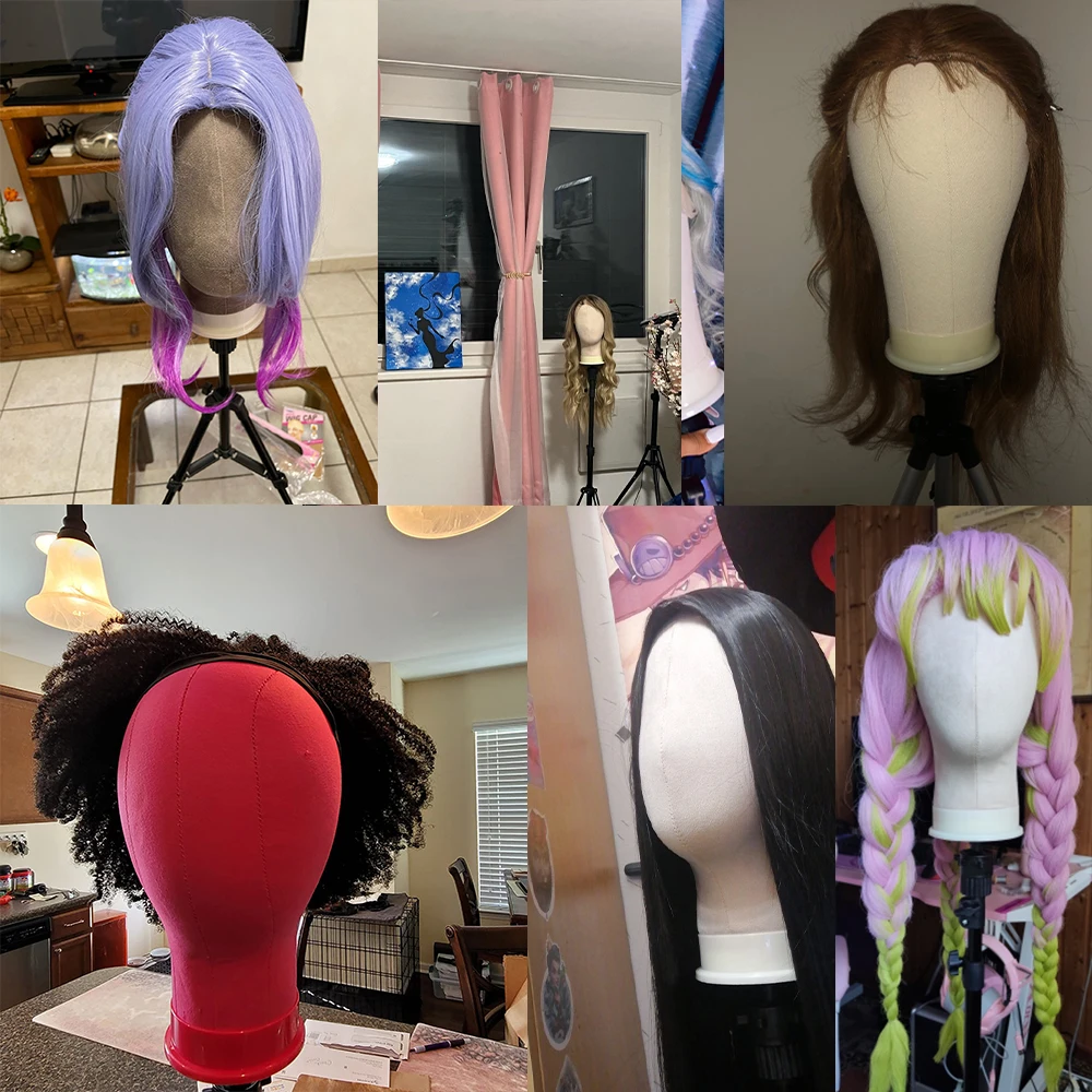 New Training Mannequin Head Canvas Block Head Display Styling Mannequin Manikin Head WigTripod Stand Free T Pins Wig Install Kit