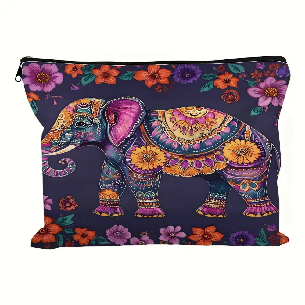Colorful Elephant Makeup Pencil Case Gift for Girls Stationery Supplies Storage Bags Travel Toiletry Pouch