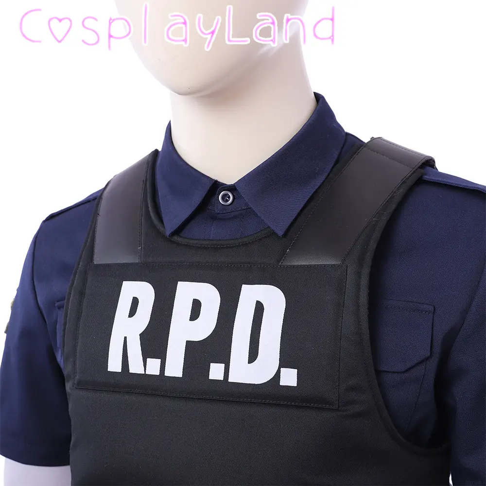 Game RE 2 Remake Cosplay Leon Scott Costume Halloween Carnival Police Officer Outfit With Accessories For Adult Men Suit