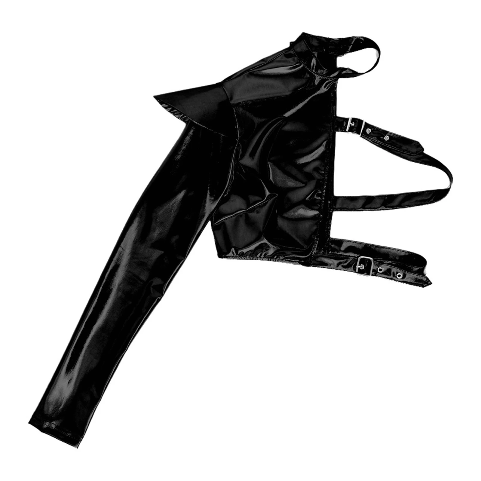 

Women Fashion Metallic Shiny One Shoulder Armor Shrug for Halloween Cosplay Party Hip Hop Jazz Dance Stage Performance Rave Club