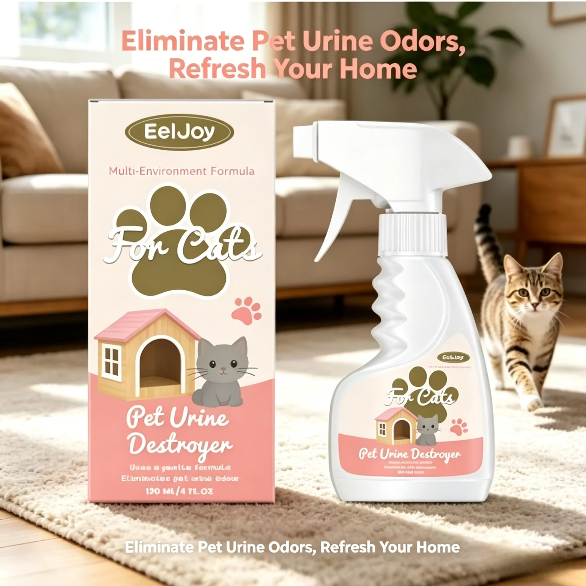 Haustier-Urin-Eliminierer-Spray Fleckenentferner Frischer Milder Mehrzweck-Reiniger für Teppich Katzenklo Sofa Katzen- und Hundeurin-Geruchsbeseitiger-Spray – Detail 1