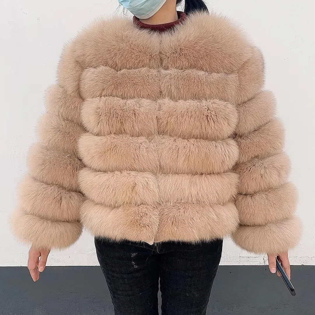 100% Natural Fur Jacket Real Fur Coat Winter Jacket Women Natural Fox Fur Luxury Fashion 50cm Short Jacket Wholesale Hot 2022