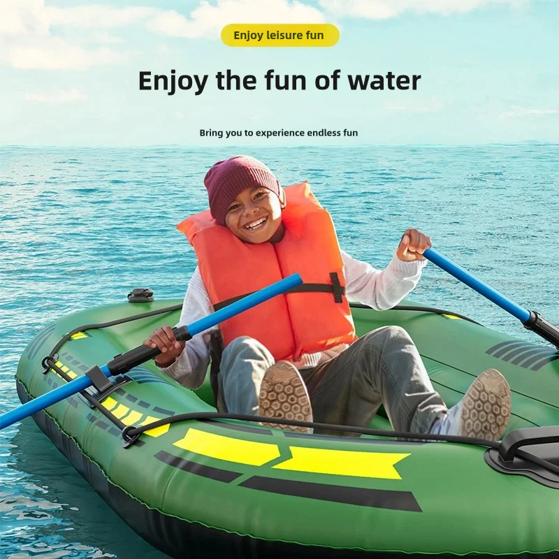 Inflatable Boat Kayak for Ponds, Lakes, Rivers Summer Outdoor 2 Person Inflatable Raft with Oar Holders for Fishing Drifting