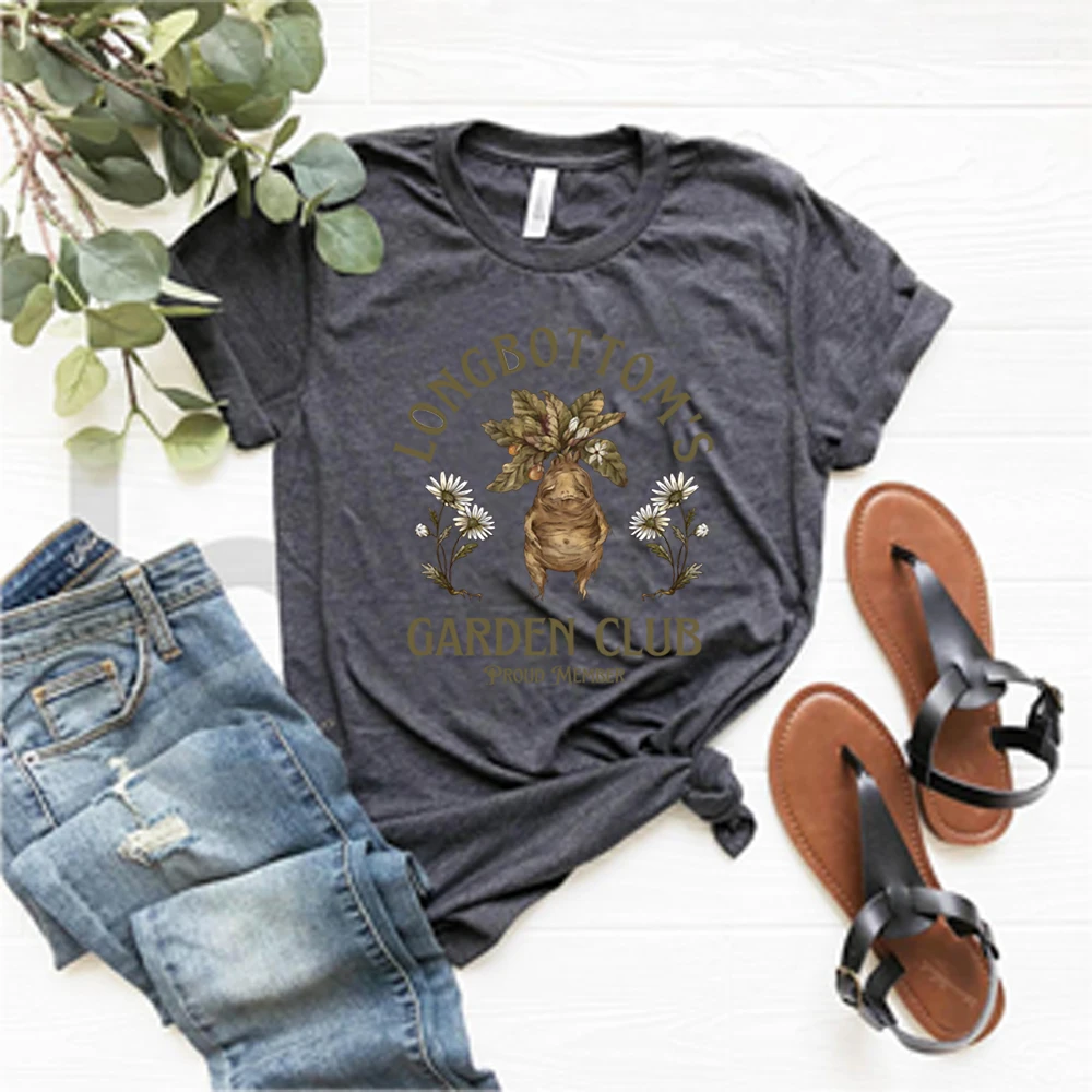 Longbottom's Garden Club Adult T-shirt Magical Botanicals Shirt Herbology Shirts Mandrake Tee Magic Top Unisex Short Sleeve Tops