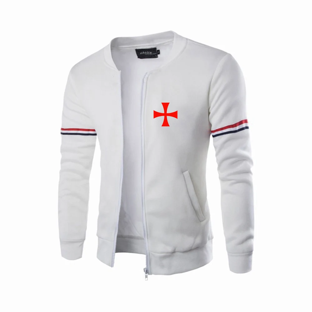 

2025 High Street Versatile Coat Spring And Autumn Man's Comfortable Hoodies Knights Templar Logo Print New Type Flight Jacket