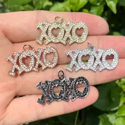 5pcs Zirconia Paved Love and Hug Charms 30x16mm for DIY Bracelets