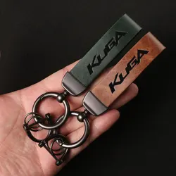 Luxury Genuine Leather Keychain Car Key Ring Holder Jewelry Custom Gift For Ford Kuga car accessories