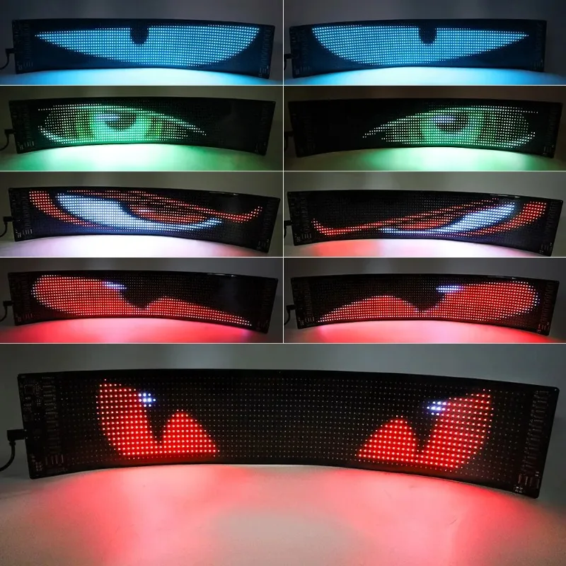 2PCS Devil Eyes Light Car Window Flexible LED Display Screen Matrix Pixel Panel Demon Dynamic Eye Light for Car Truck Windshield