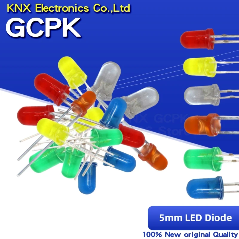 100pcs 5mm LED Diode 5mm round head fog red/yellow/white/green/blue led kit