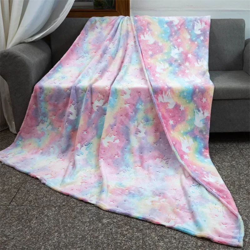 Luminous Blanket Flannel Colorful Unicorn Children's Cartoon