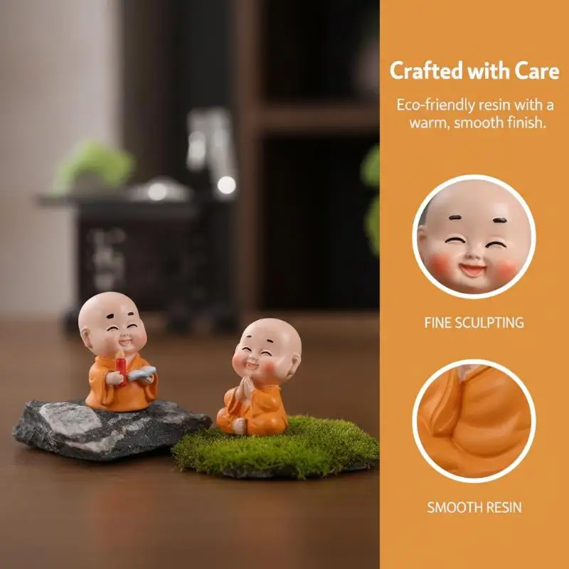New Creative Resin Ornaments Multiple Styles Small Monk Garden Terrarium Mini Figurine Miniatures Micro Landscape Decor