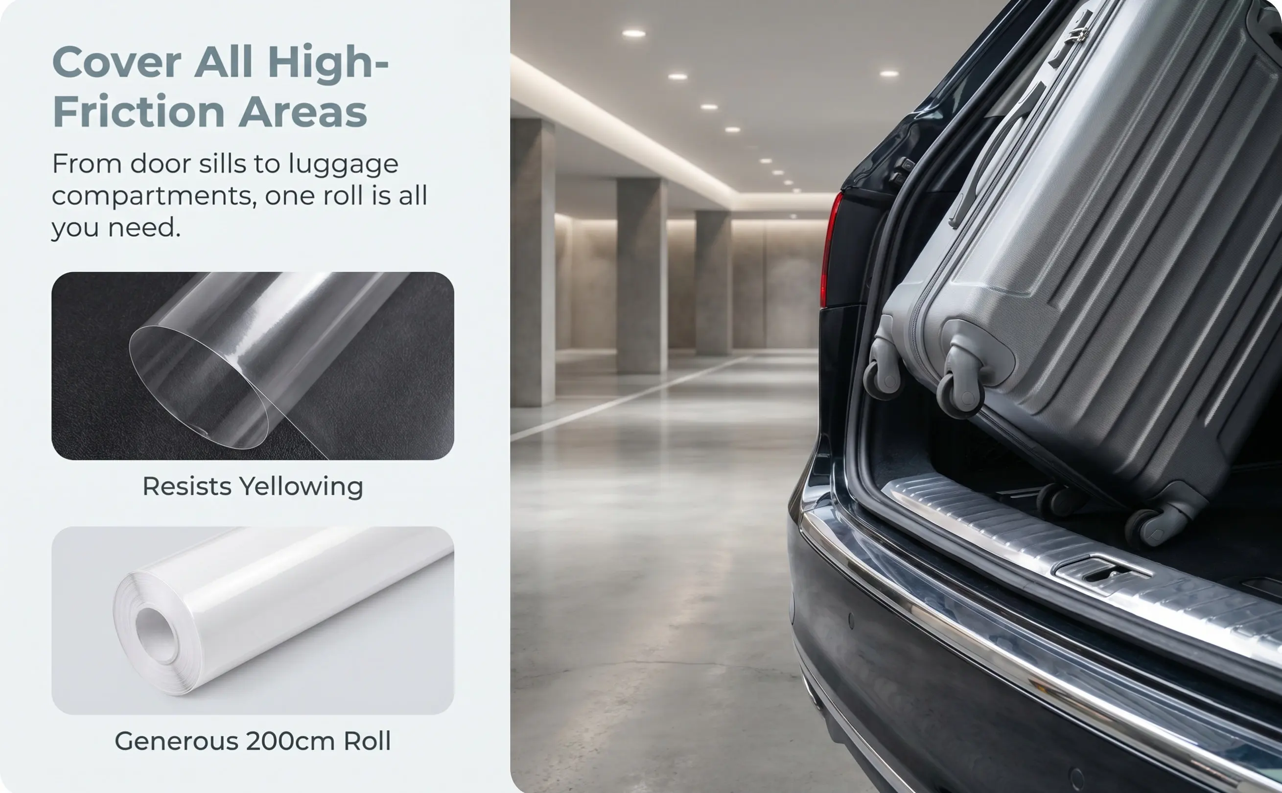 20x200cm Clear Plastic Paint Protection Film for Car Handle Trim Dash Interior High Temp 60-120C Anti-Aging Transparent Adhesive