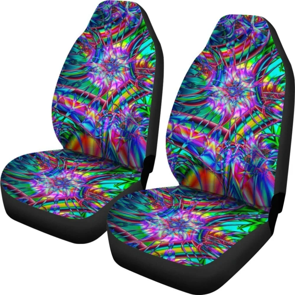 Rainbow Illusion Car Seat Covers,Pack of 2 Universal Front Seat Protective Cover