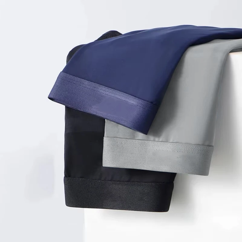 3Pack Set Summer Ice Silk Men Boxer Shorts Sexy Ultrathin Man Underwear Breathable Soft Men's Panties black Blue light gray