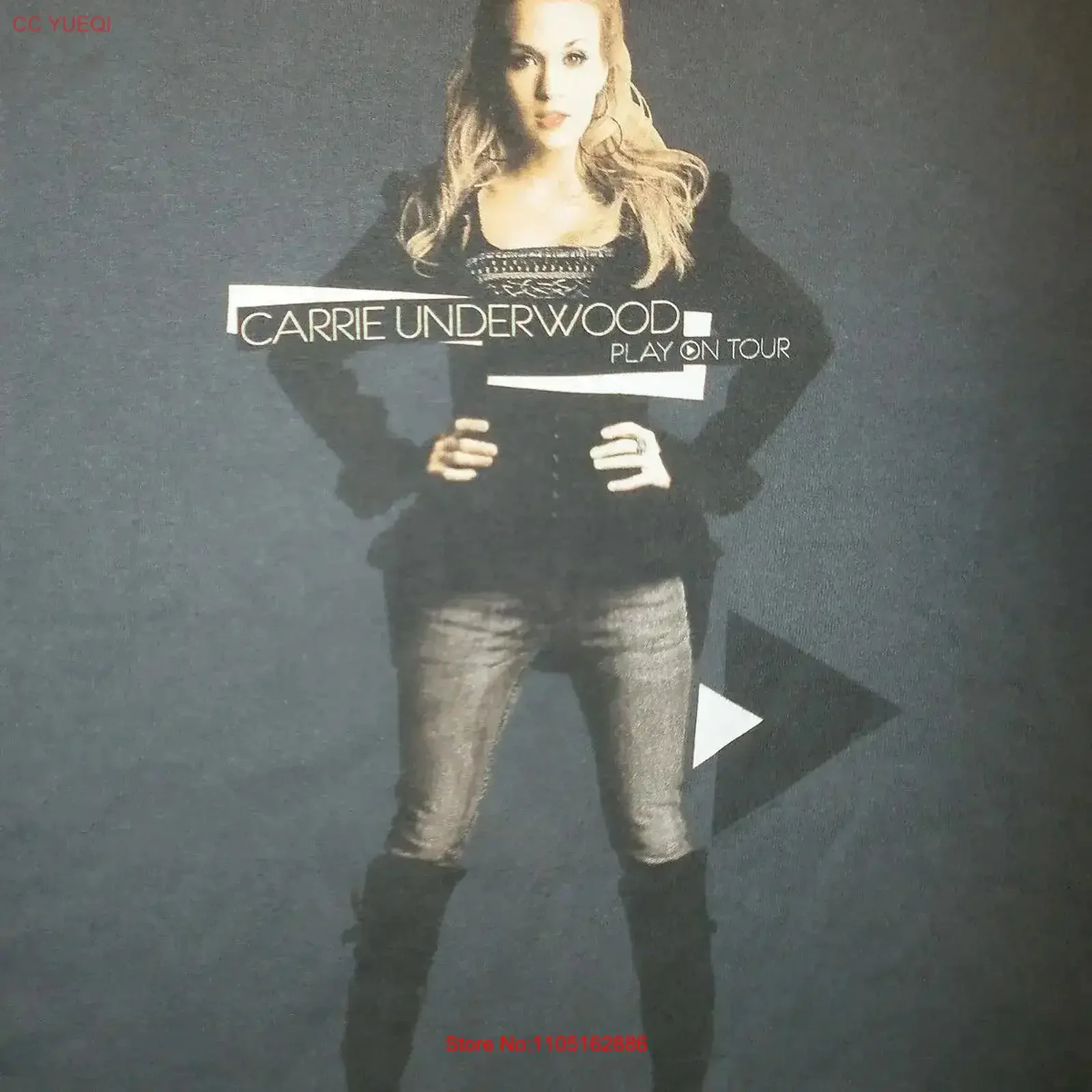 CARRIE UNDERWOOD CONCERT T SHIRT Play On Tour 2010 Sexy Country Pop Star Gray SM vintage Washed Versatile fashion Unisex Casual