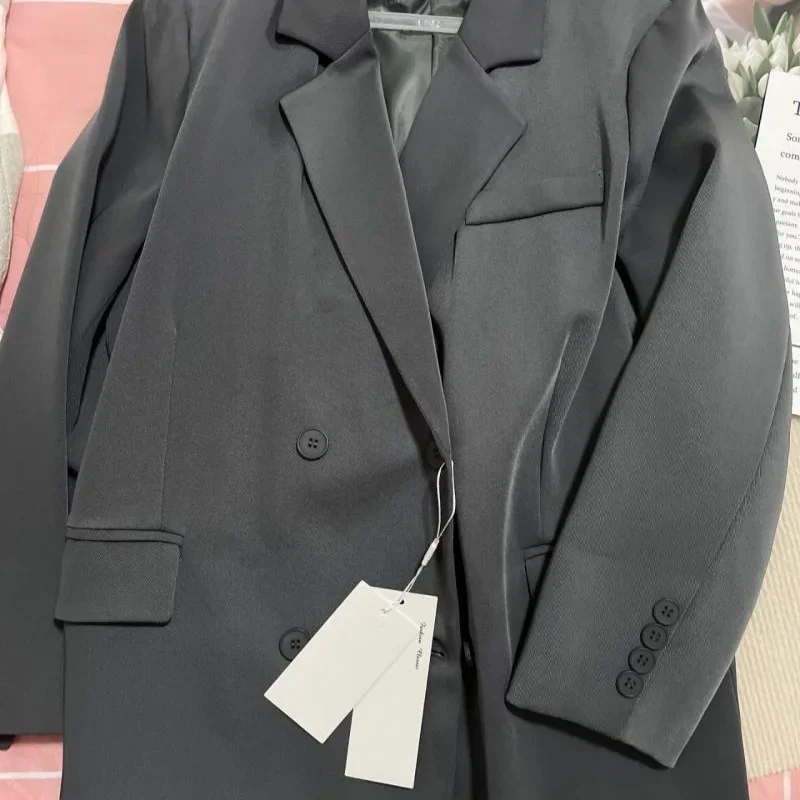 Dopaminergic Wear with A Big All-match Grey Suit Jacket Female Autumn Dress Small Senior Sense of Lazy Wind Korean Tide Blazers