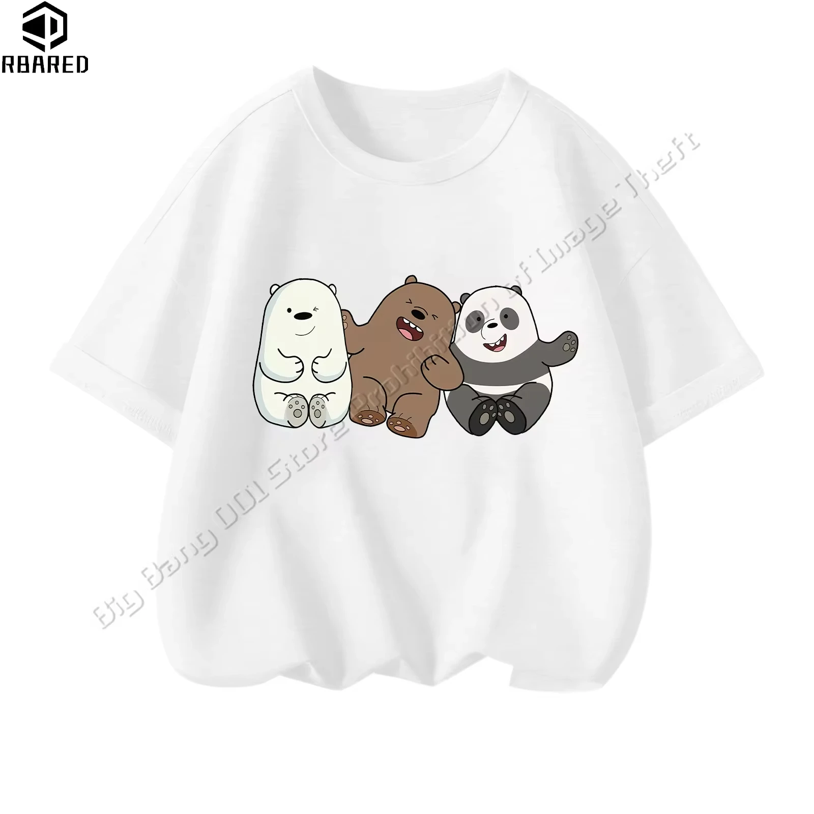 100% Cotton Children Clothing Boys Girls Clothes Child Boy Summer Tops Large Size 2024 We Bare Bears Girl T-shirt Short Sleeve