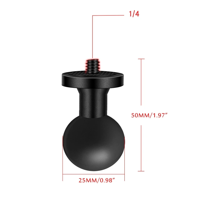 DX62 25mm/1 inch Ball Mount to 1/4 Camera Screw Adapter for Industry Standard Mounts For  Camera Motorcycle