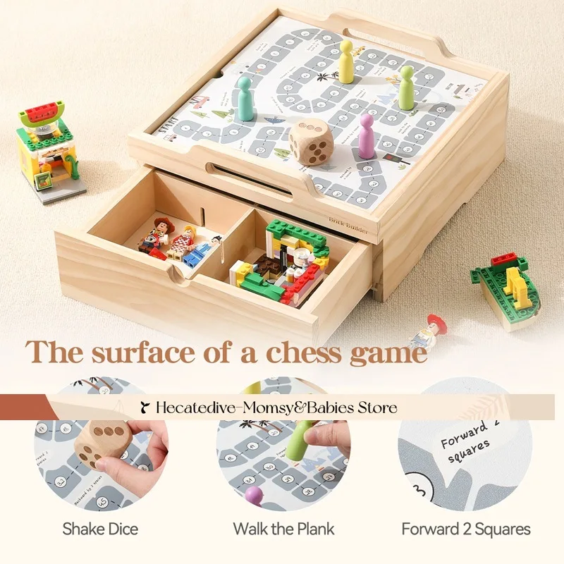 Conjunto de blocos de construção de madeira brinquedos educativos de construção para crianças desenvolvimento cerebral diversão playtime