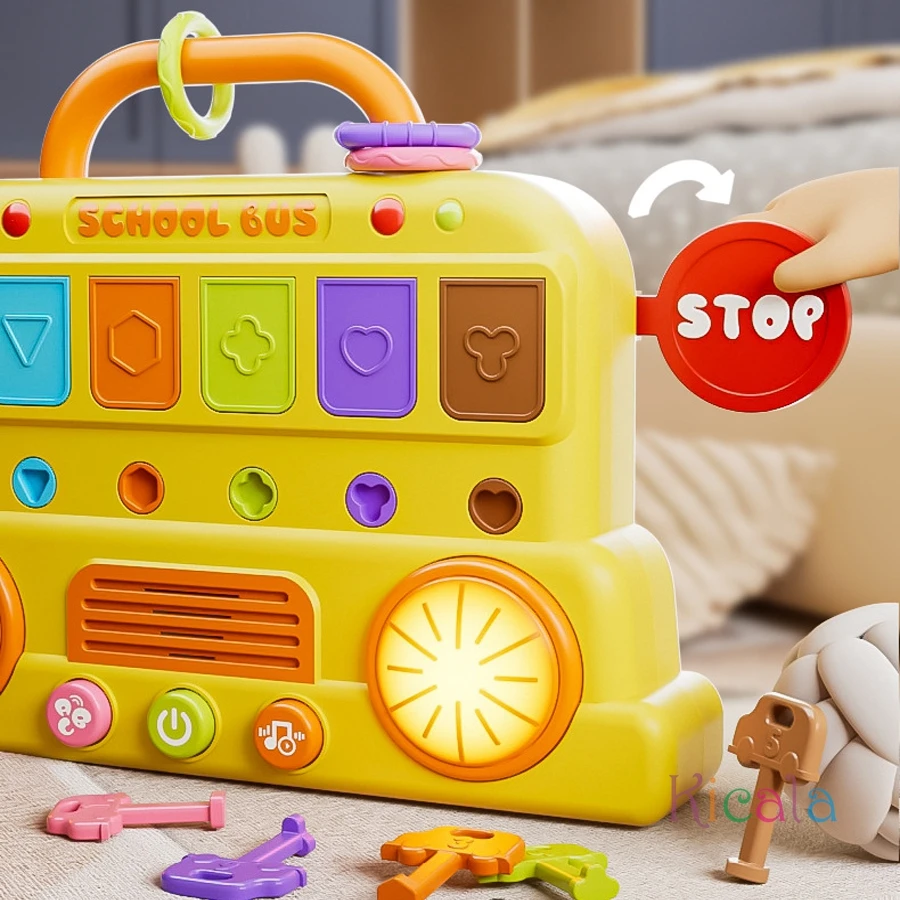 Kids Bus Busy Board Montessori Toys Lights Music Lock-picking Game Interactive Education Pop Animal Up Baby Toy Christmas Gifts