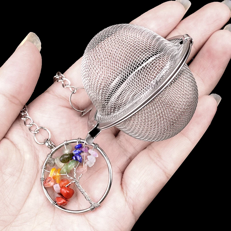 Wholesale Tea Strainer Natural Stone Tree Of Life Stainless Steel Strainer For Making Tea Seasoning Bag Spice Box Accessory