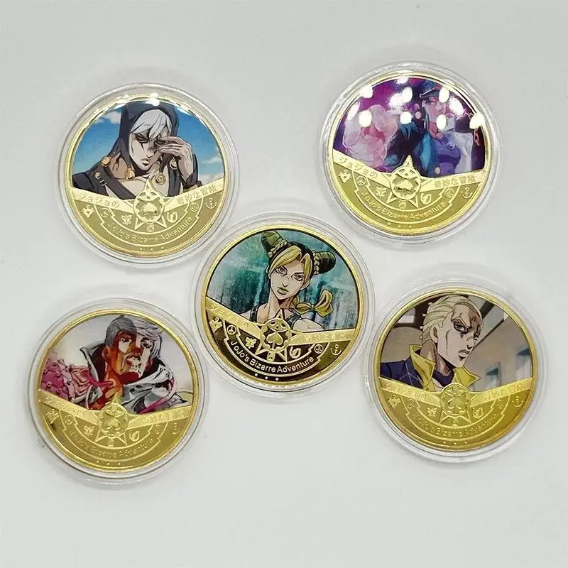 

Anime JoJo's Bizarre Adventure Jolyne Cujoh Julius Caesar Zeppeli Giorno Giovanna collection coins Christmas birthday gift