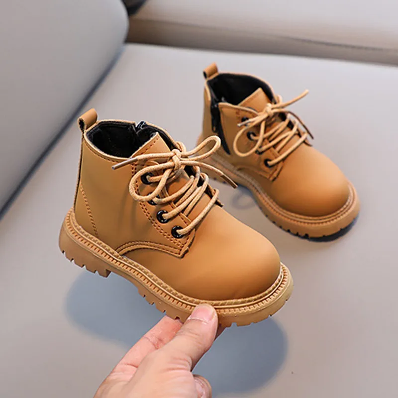 Baby Kids Short Boots Boys Shoes Autumn Winter Leather Children Boots Fashion Toddler Girls Snowboots Kids Snow Shoes