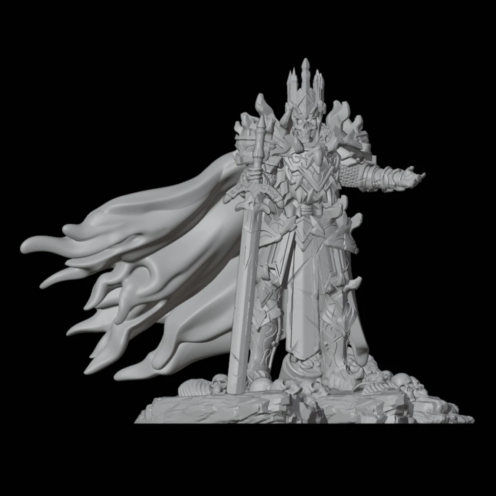 1/24 Skeleton King Grey Resin Figurine Toy Unpainted GK Doll Unassembled 3D Print Assembly Miniature Reduction Statue Toys