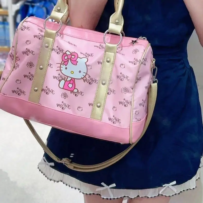 

New Hello Kitty Handbag For Women's Shoulder Bag Zipper PU Printed Sweet Y2k Girl Tote Bag Fashion Large Capacity Crossbody Bag