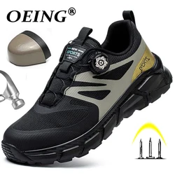 New Safety Shoes Men Rotary Buckle Work Shoes Air Cushion Indestructible Sneakers Puncture-Proof security Boots Protective 2023