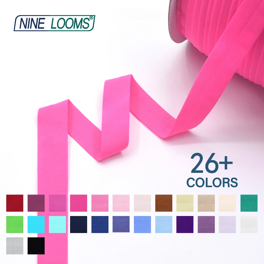 Neun Webstühle matt faltbar elastisch Feind 3/4 "20mm solide nicht glänzende Spandex Band Unterwäsche Dessous Näh besatz 50 Yard von Spule – Detail 5