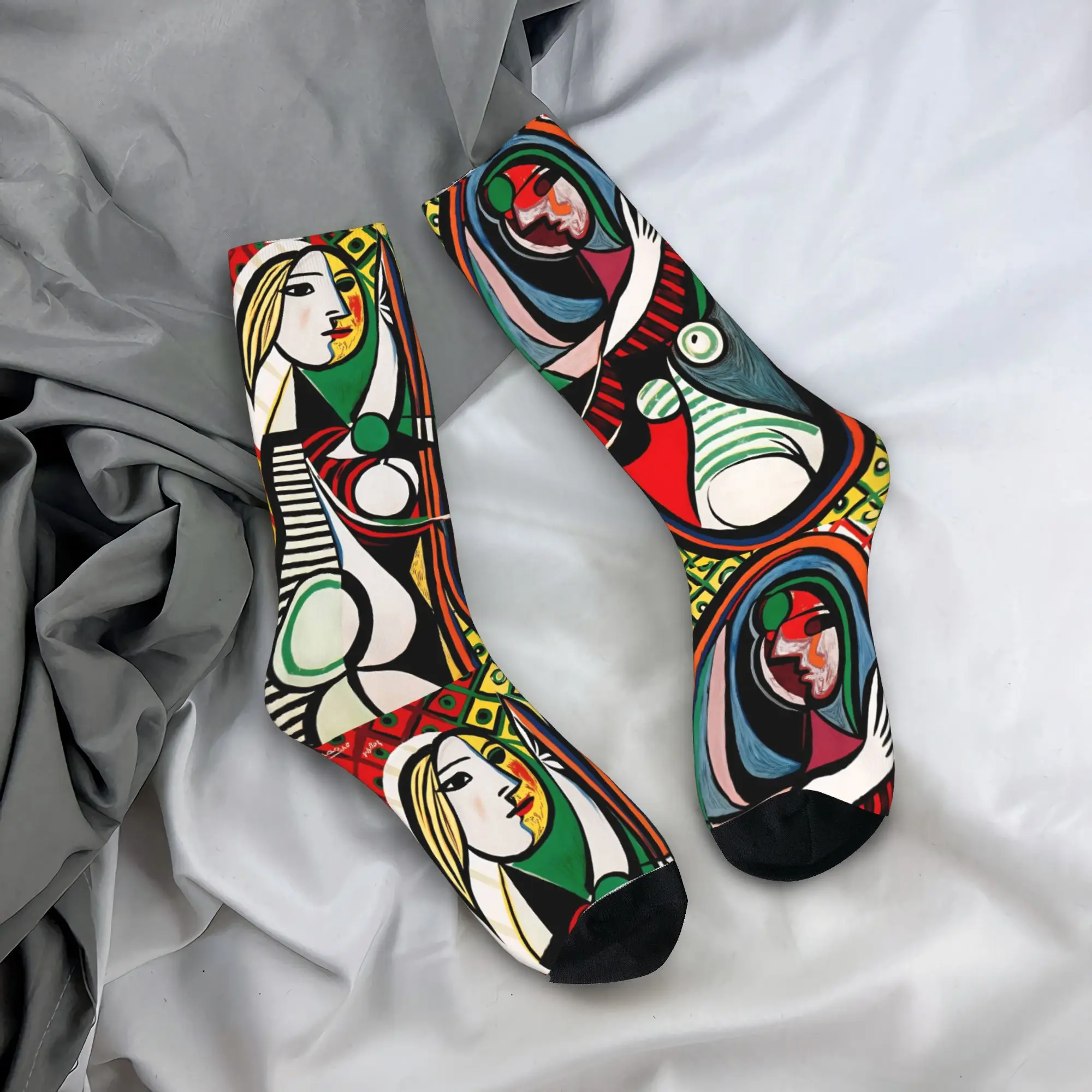 

Парные носки с дизайном Пабло Пикассо «Девушка перед зеркалом», зимние, оригинальные, качественные, дизайнерские, для скейтбординга, противоскользящие