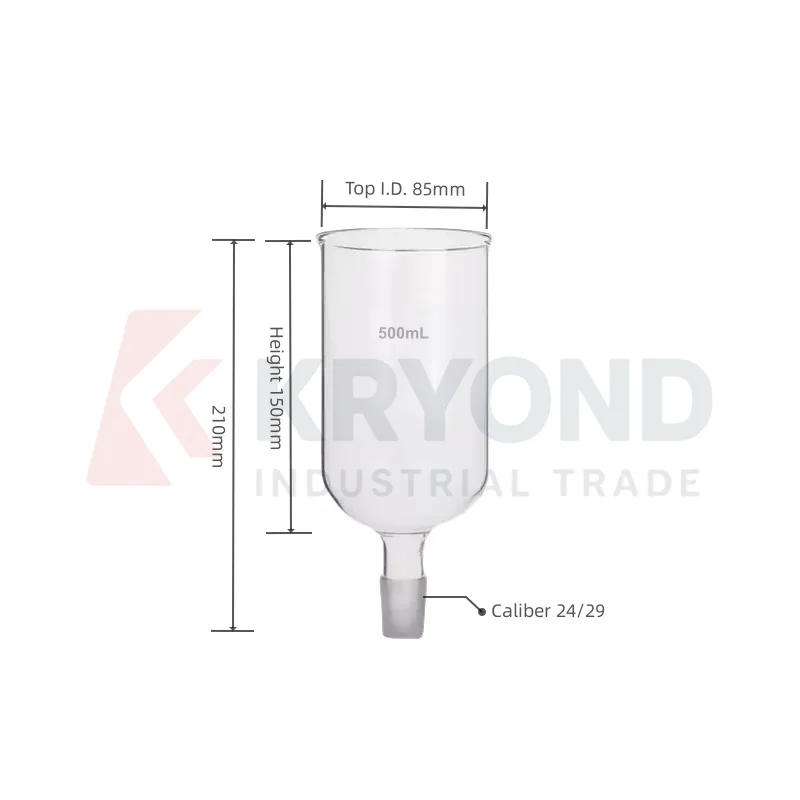 Cylindrical Glass Funnel 500mL High Borosilicate Glass Cylindrical Addition Feeding Droplet 24 29 Standard Join