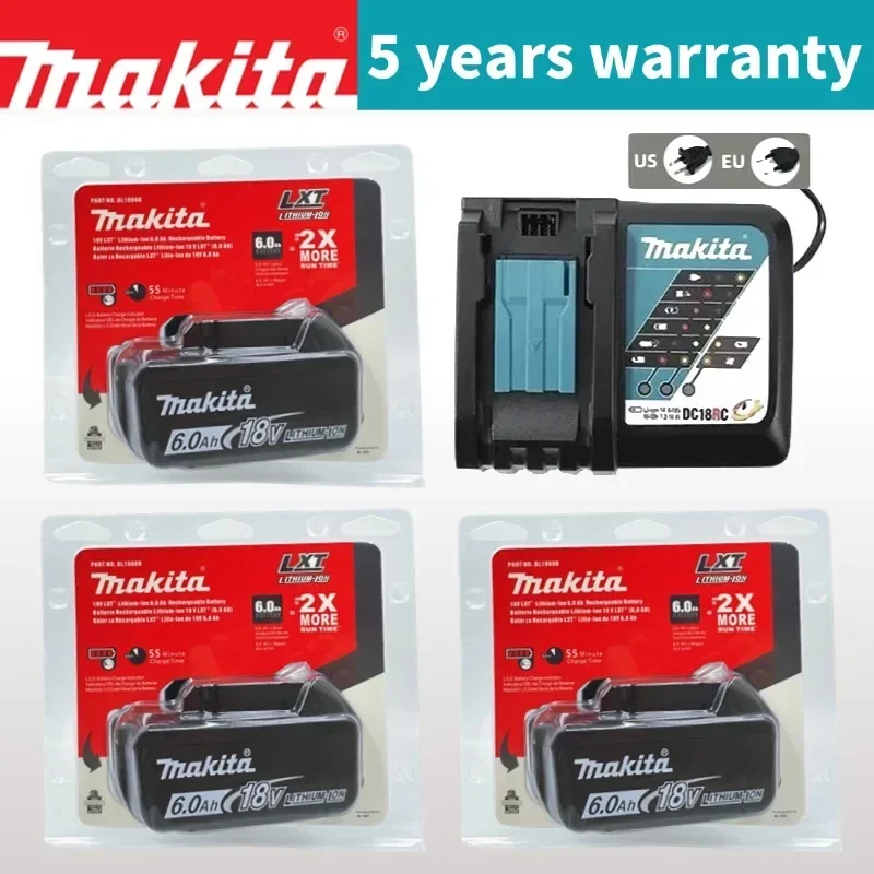 

618 Original For Makita 18v 6Ah With Charger Rechargeable Lithium Ion BL1850 BL860 18 v Battery BL1830BL1840 Power Tools Battery