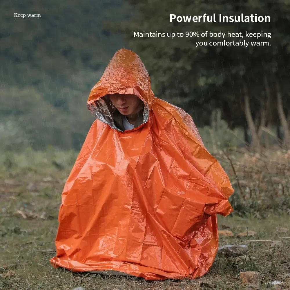 Outdoor Multifunction Raincoat Camping Raincoat Waterproof Survival Emergency Reflective Clothing Camping Gear image 5