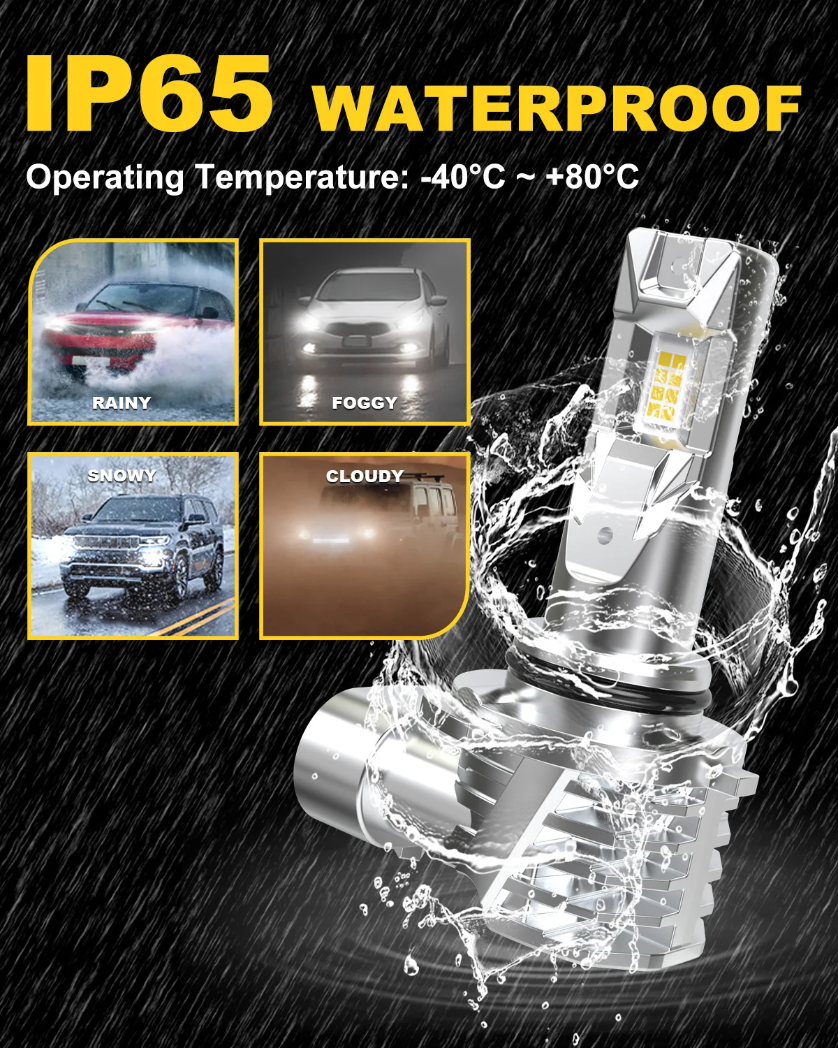 Katur 2pcs 9006 Led Car Headlight Bulb Day Running Lamp 6000K White High Power DC 12V Fanless HB4 For Ford Mustang Explorer Edge
