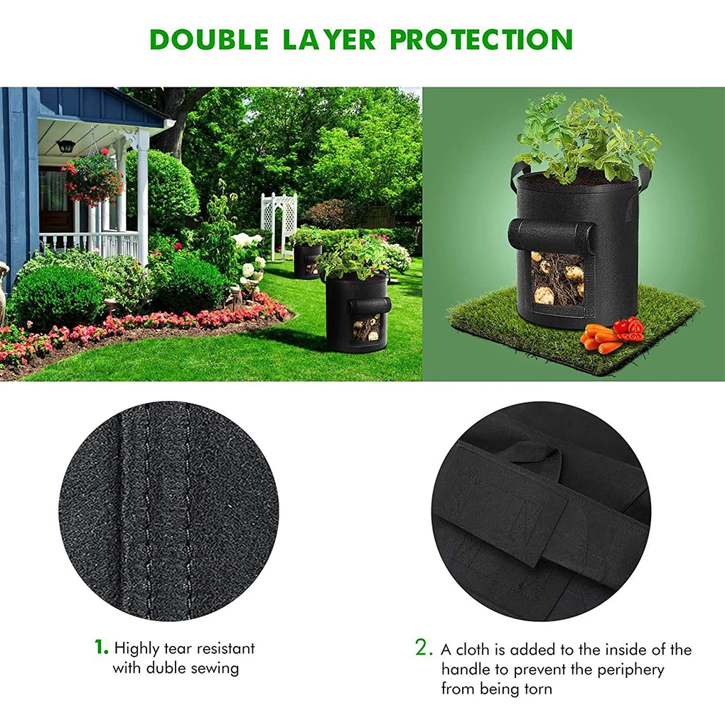 안전한 식재 내후성 화분 가방, 건강한 야채용, 넓은 적용, 3 개/세트