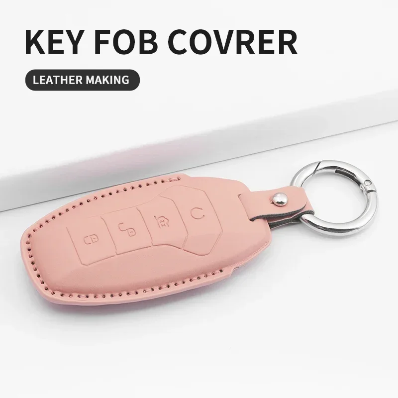 For BYD Car Key Case Cover Remote Fob Song Plus Atto 3 Han EV Tang DM Qin Seal Dolphin PU Leather Holder Key Bag Accessories