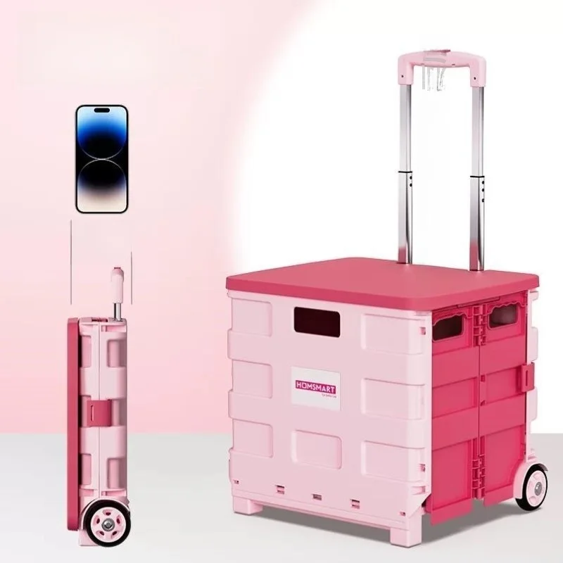 foldable-hand-pulled-shopping-cart-vegetable-buying-small-trolley-home-use-stall-selling-tool-stainless-steel-retractable-handle
